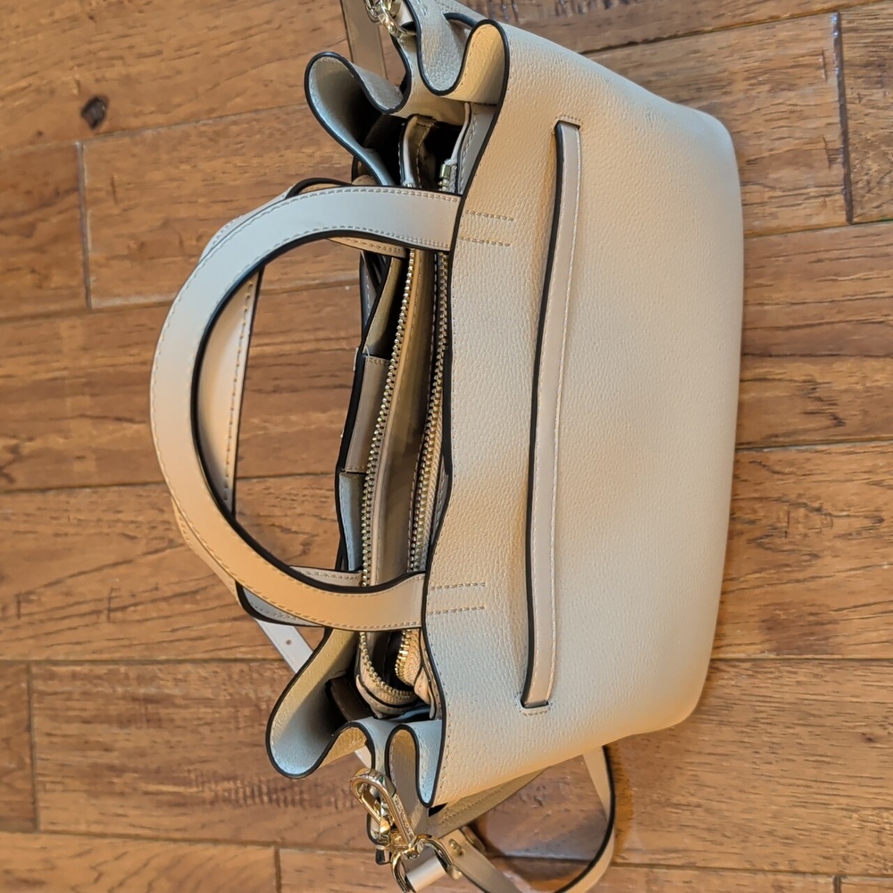 Michael Kors Emilia Large Cream Pebbled Leather Satchel - Picture 7 of 13